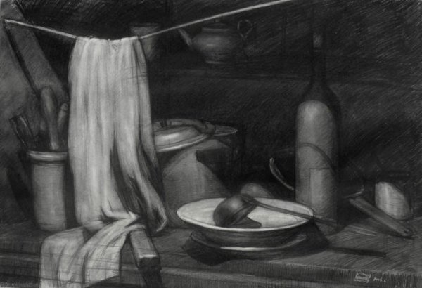 Натюрморт уголь Академия художеств