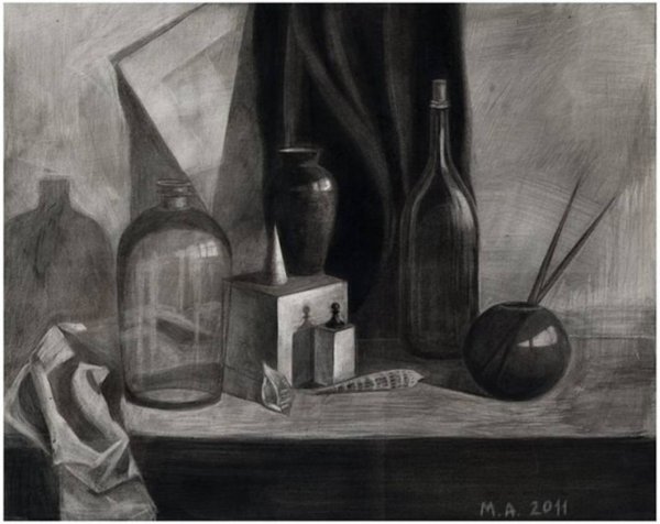 Натюрморт уголь Академия художеств