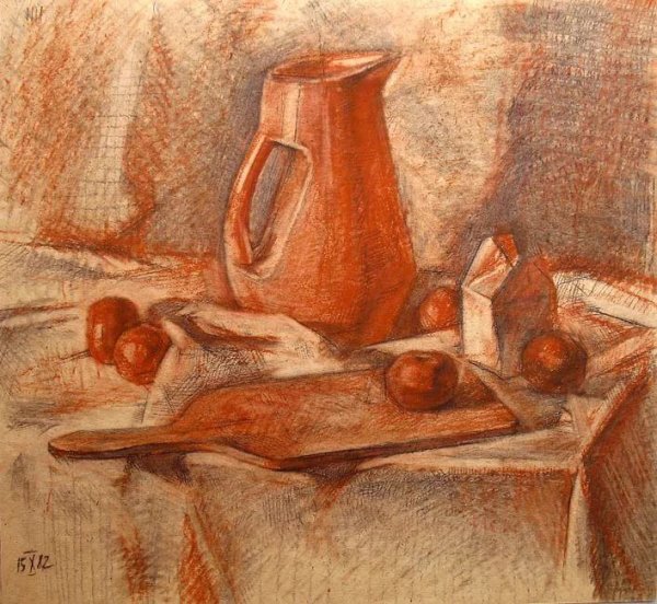 Натюрморт сангиной и сепией