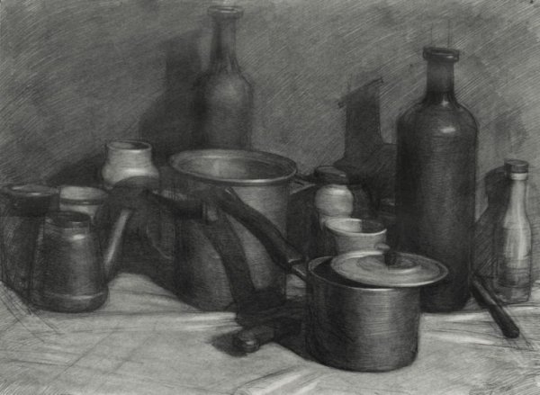 Натюрморт углем лицей МАХЛ рах