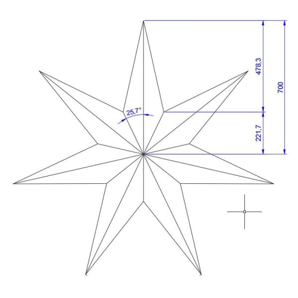 Чертеж объемной звезды пятиконечной