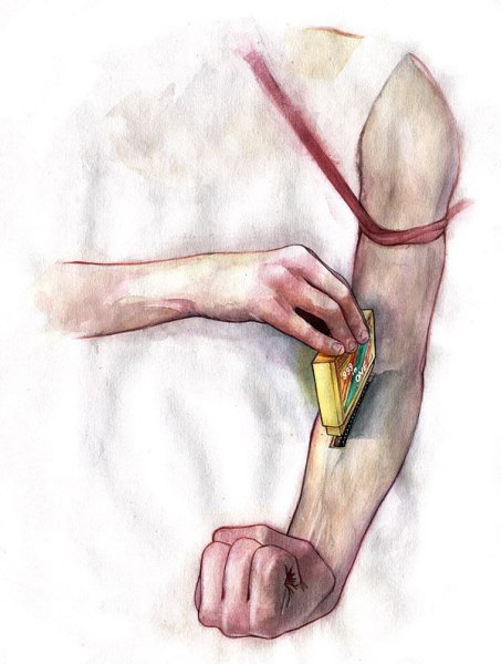 Наркоман на белом фоне