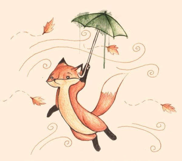 Лиса с зонтиком