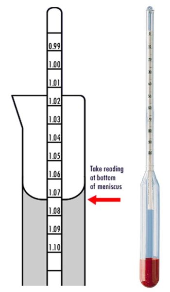 Измерение плотности ареометром
