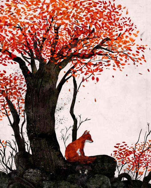 Осенний лес маркерами