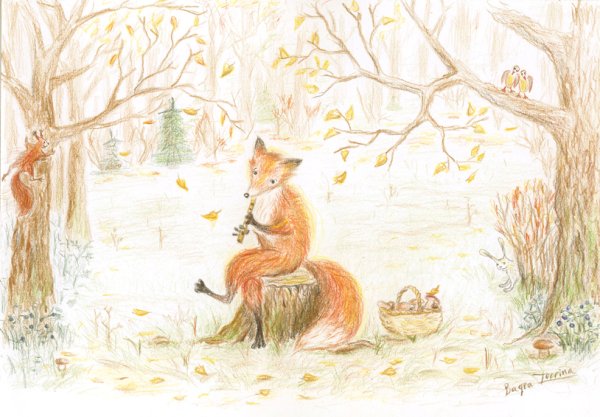 Рисунок осень карандашом