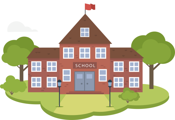 Здание школы на прозрачном фоне