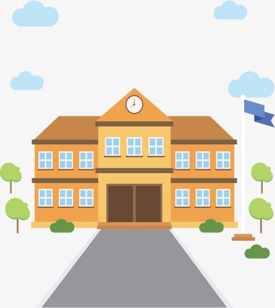 Здание школы на белом фоне