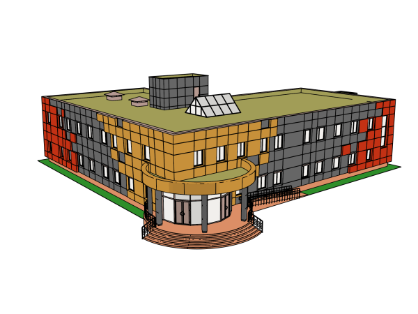 Здание школы на прозрачном фоне
