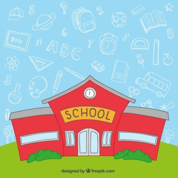 Здание школы на прозрачном фоне