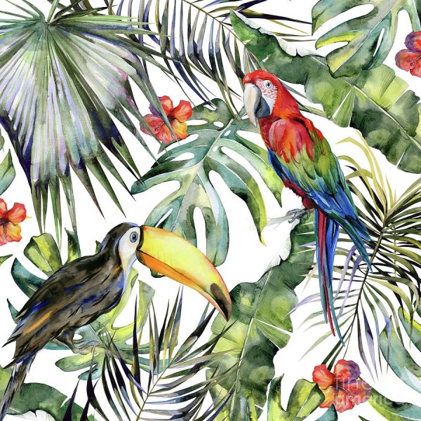 Тропический принт акварель