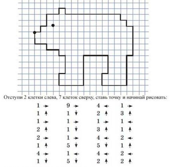Графический диктант медведь для дошкольников