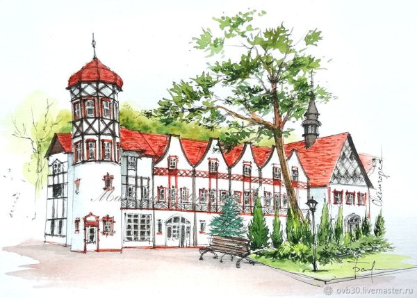 Раушен Светлогорск акварель