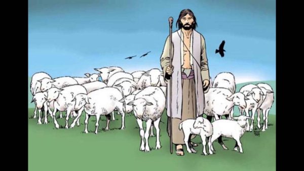 Пастух и овцы для детей