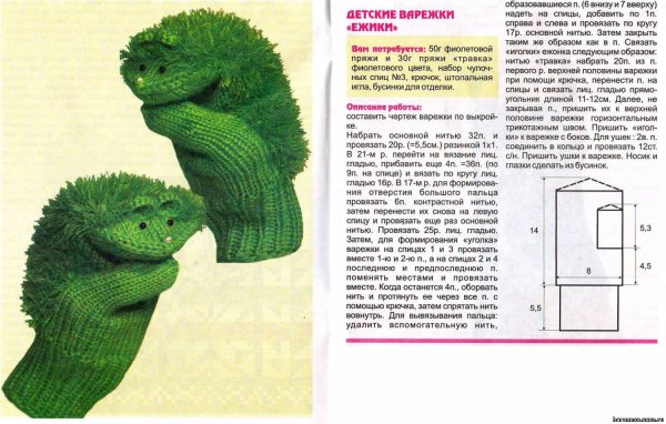 Варежки для ребенка 1 год спицами с описанием и схемами