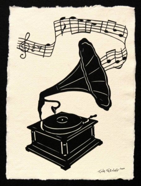 Граммофон черно белый