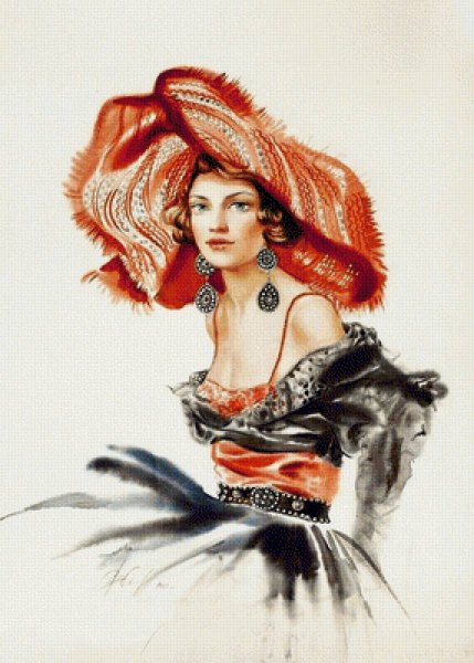 Девушка в шляпе рисунок