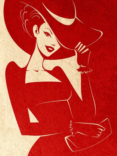 Дама в шляпе силуэт