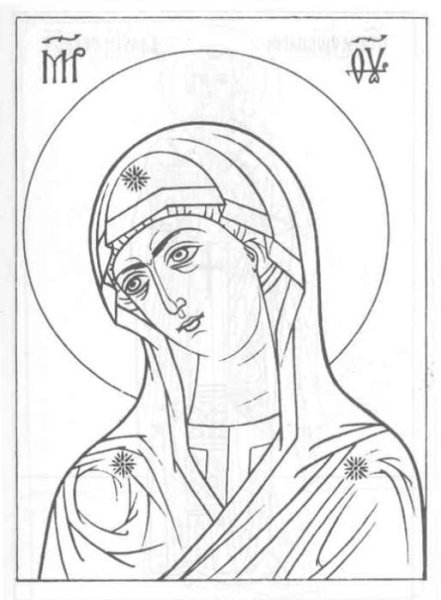 Прорись иконы Казанской Божьей матери