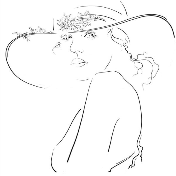 Силуэт девушки в шляпе