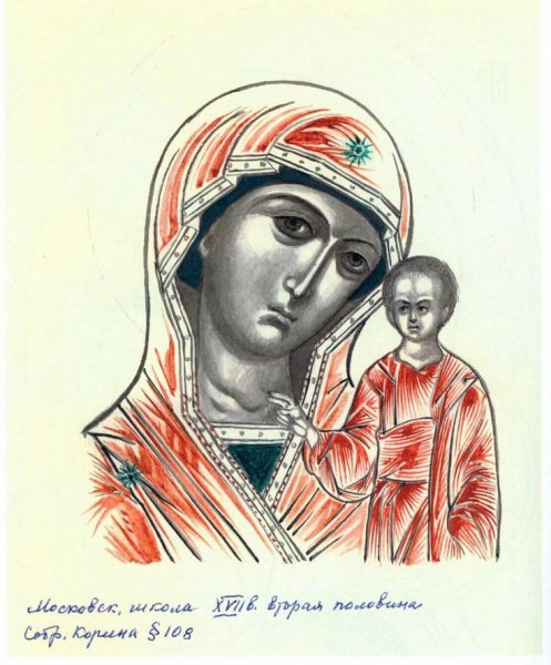 Икона Всецарица прорись