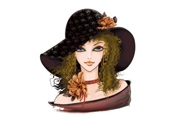 Картина женщина в шляпе