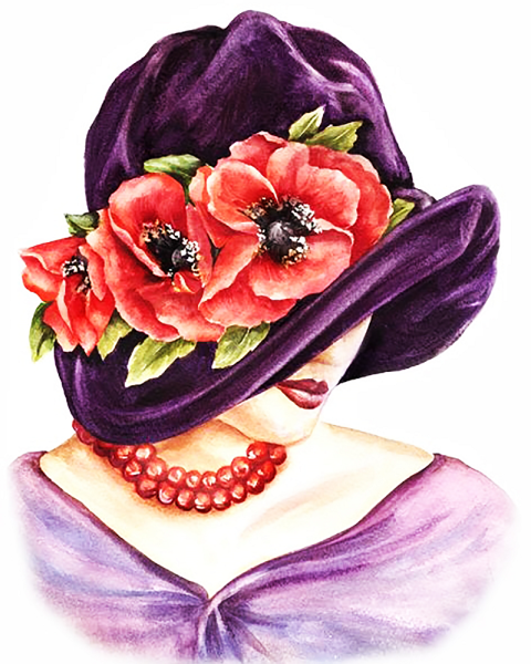 Девушка в черной шляпе картина