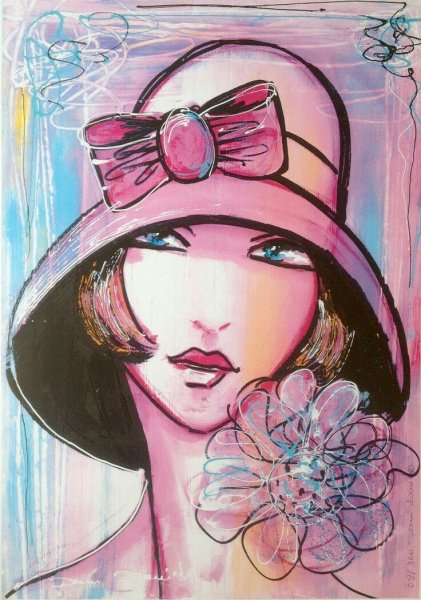 Силуэт девушки в шляпе