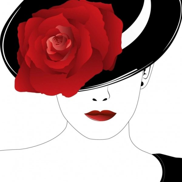 Дама в шляпе силуэт