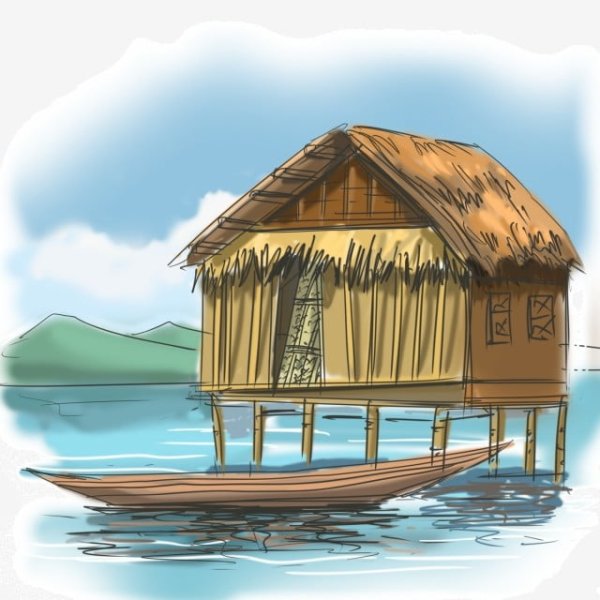 Хижина на белом фоне