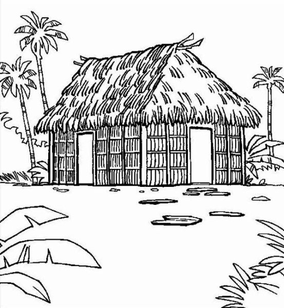 Хижина раскраска