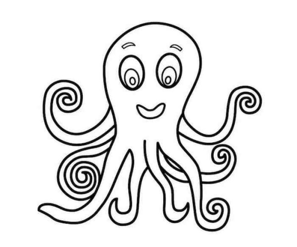Осьминог картинка для детей раскраска