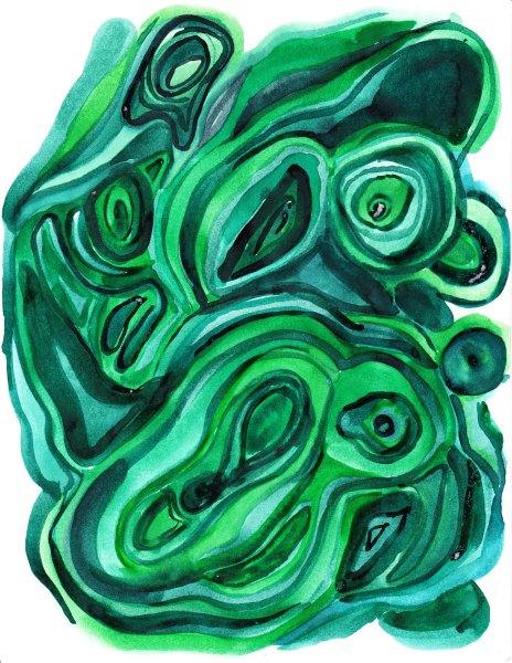 Малахит камень акварель