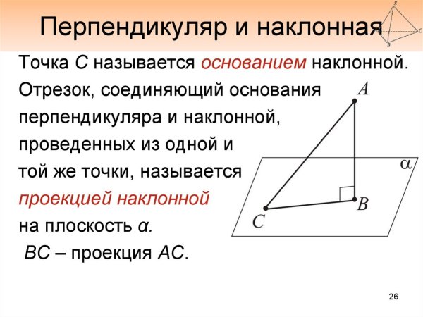 Чертеж:перпендикуляр, Наклонная , проекция,