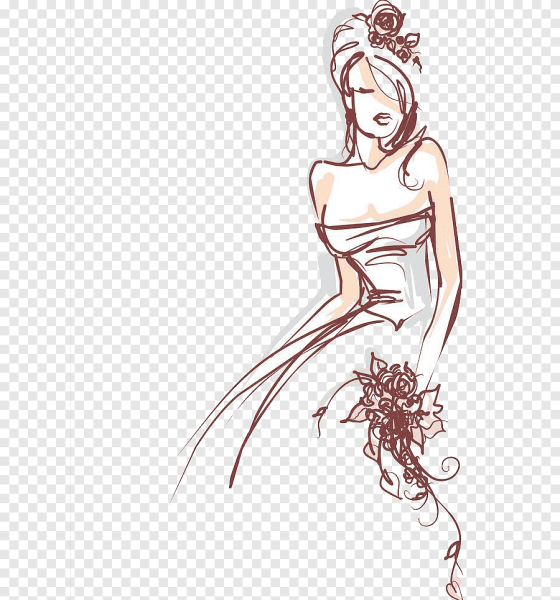 Силуэт девушки в свадебном платье