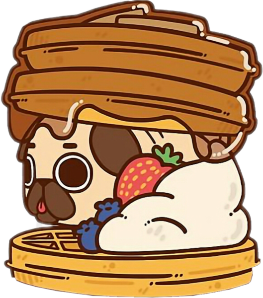 Кавайные мопсы в еде