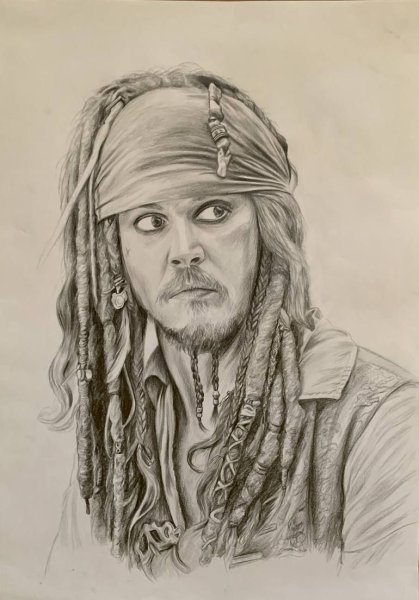 Джонни Депп рисунок карандашом