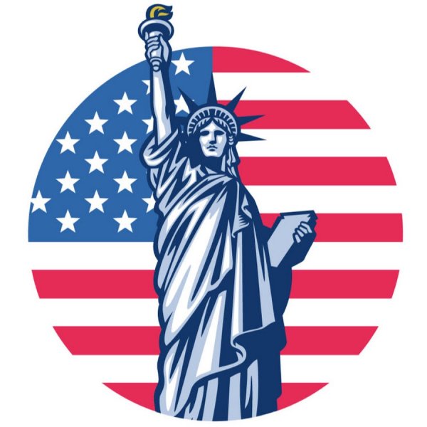 Американский флаг и статуя свободы