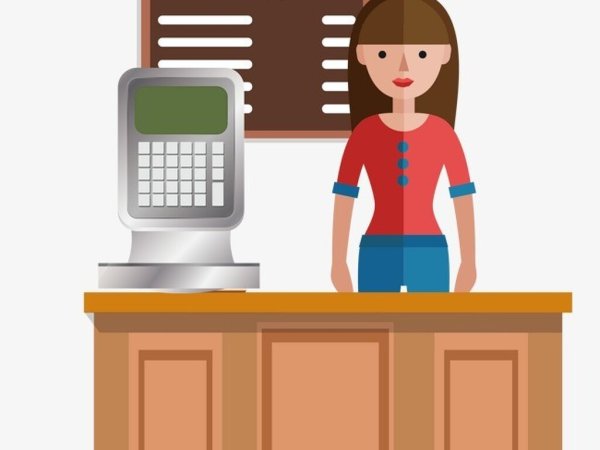 Мультяшная касса в магазине