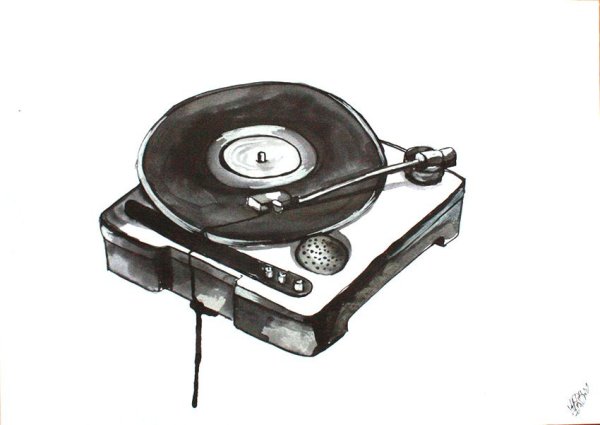Виниловый проигрыватель вектор