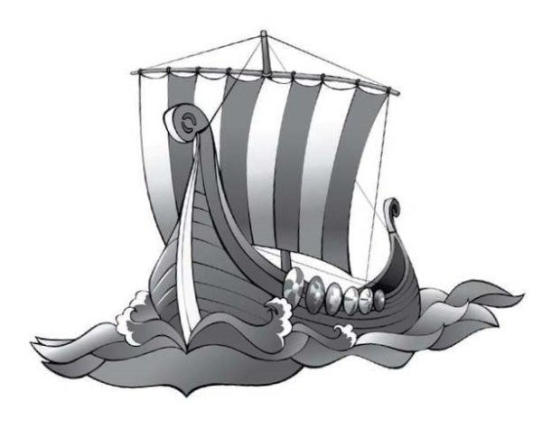 Ладья викингов дракар вектор