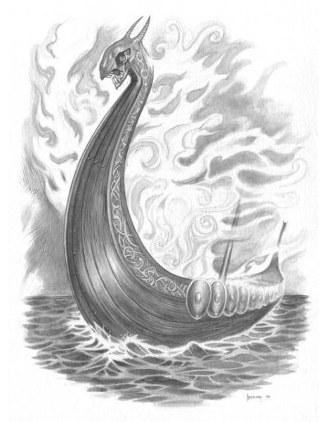 Драккар викингов зарисовка