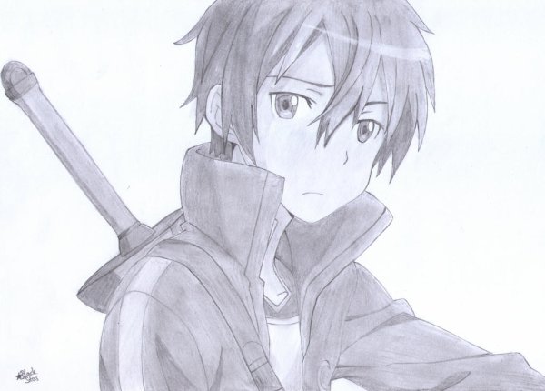 Кирито мастера меча карандашом