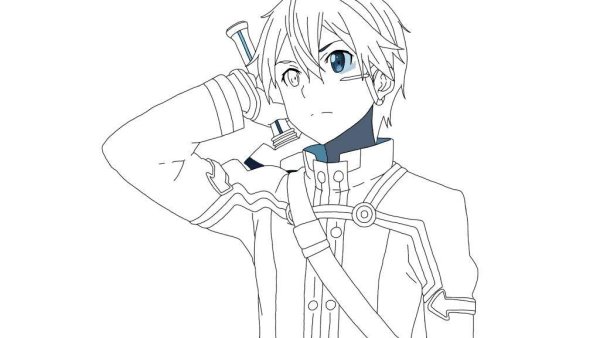 Кирито аниме в полный рост раскраска