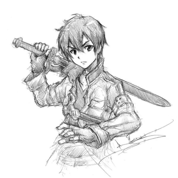 Кирито чёрно белый