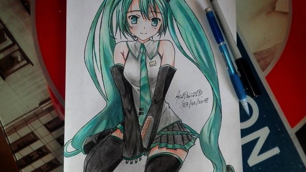 Рисунки для срисовки аниме Мику