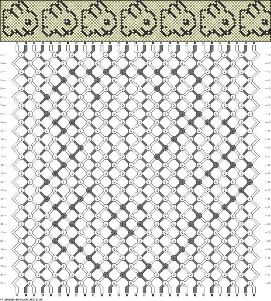 Схемы фенечек косым плетением с рисунком