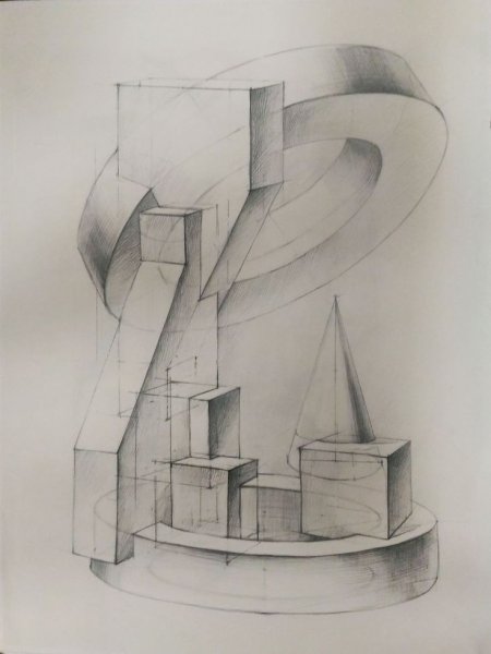 Пространственная композиция из геометрических фигур