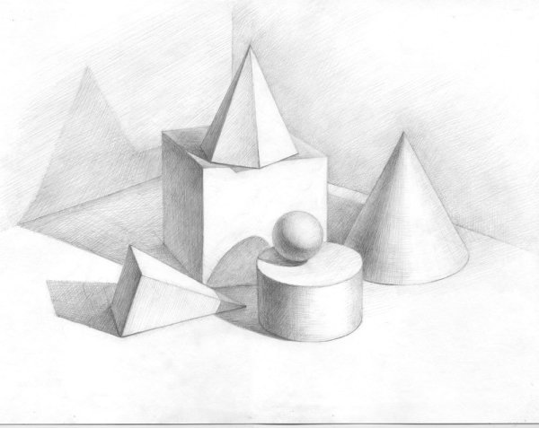 Композиция из объемных геометрических фигур