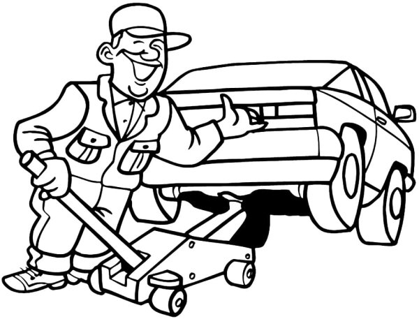 Автомеханик раскраска